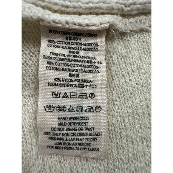 Free People Open Bow Back Sweater Size SMALL Cream Beige Cotton - Picture 10 of 11